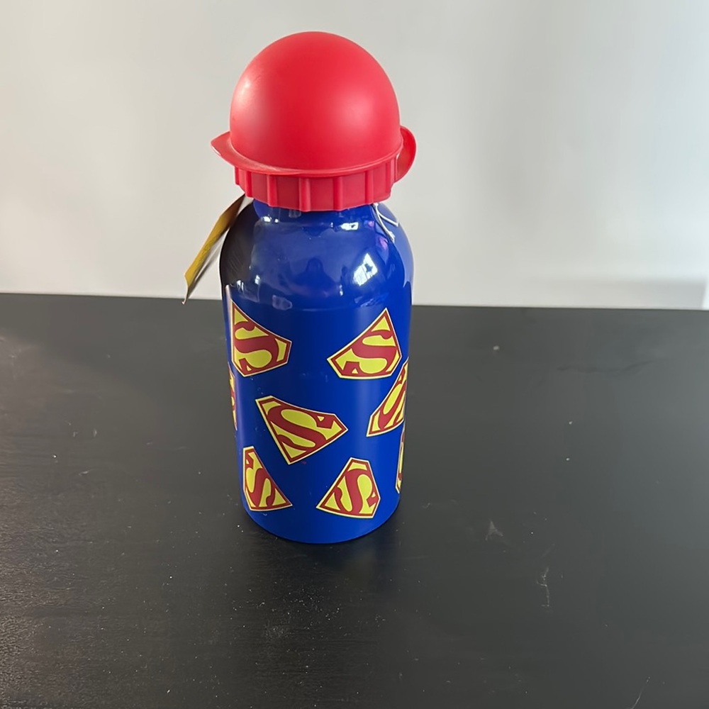 Superman Blue Water Bottle with Red Cap